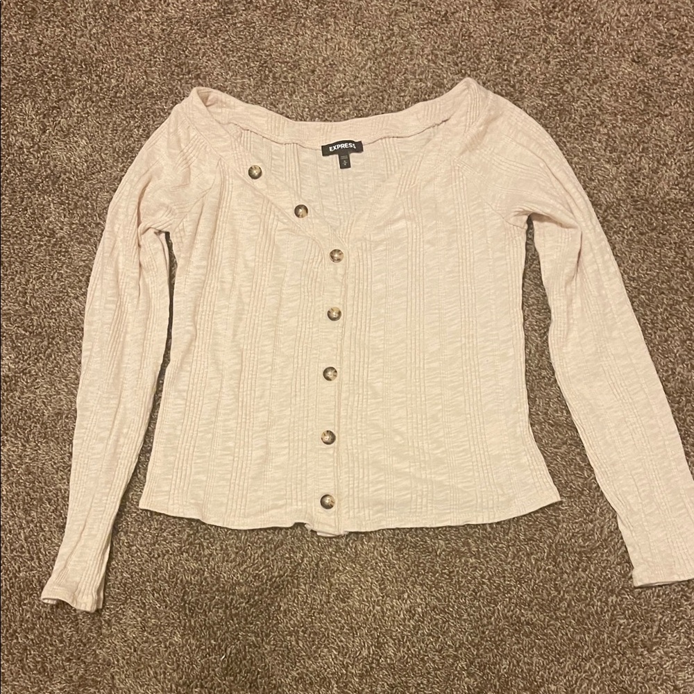Express Off-White Button-Down Top